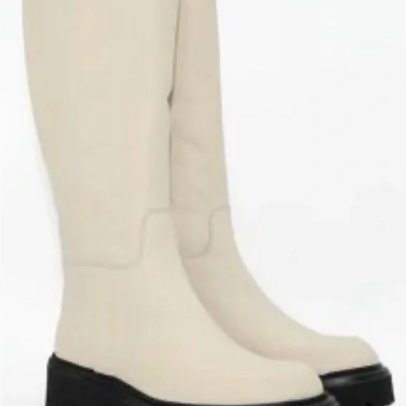Lisa Vicky Gigi Cream Leather Tall Boots – Size 8.5 – NIB