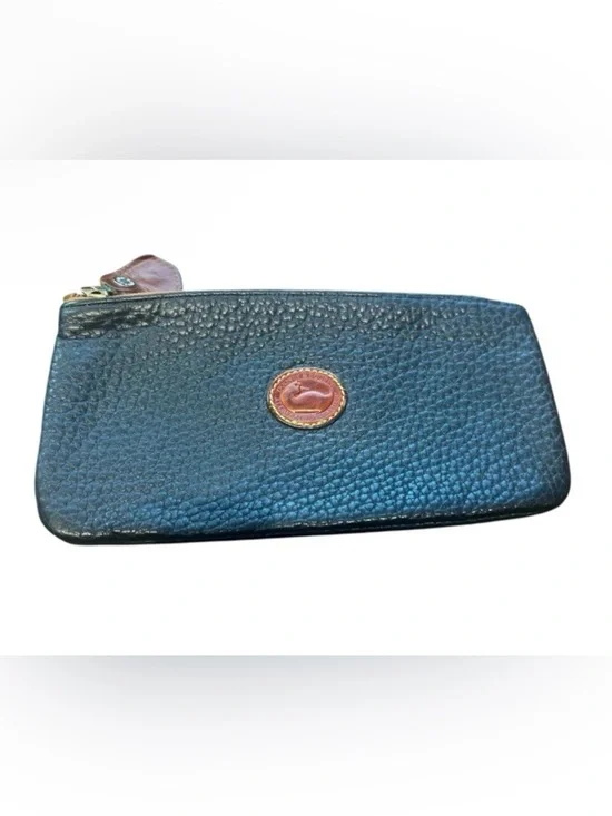 Dooney & Bourke Vintage Navy Ink Zip Pebbled Pouch Coin Cards Purse Case Wallet