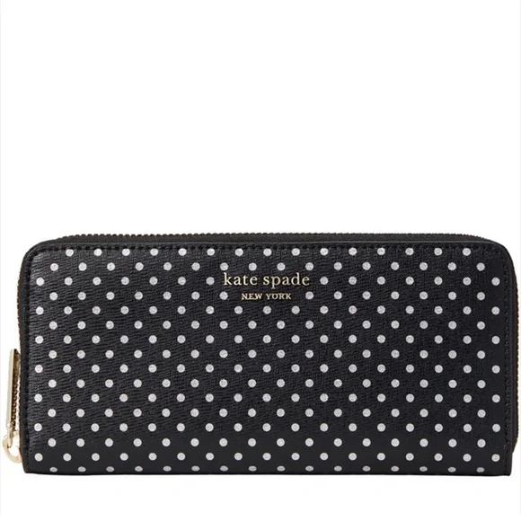 Kate Spade Spencer Metallic Dot Slim Continental Wallet in Black Multi k4546
