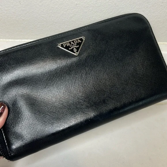 Prada Large Black Saffiano Leather Wallet