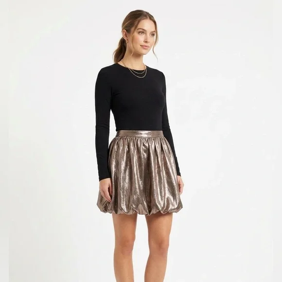 Madewell Metallic Bubble-Hem mini skirt