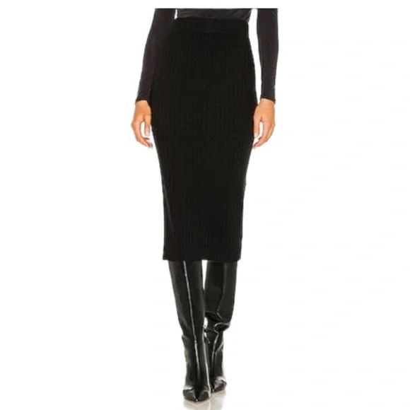 Revolve NWT One Grey Day Grace Ribbed Skirt in Black SIZE SMALL