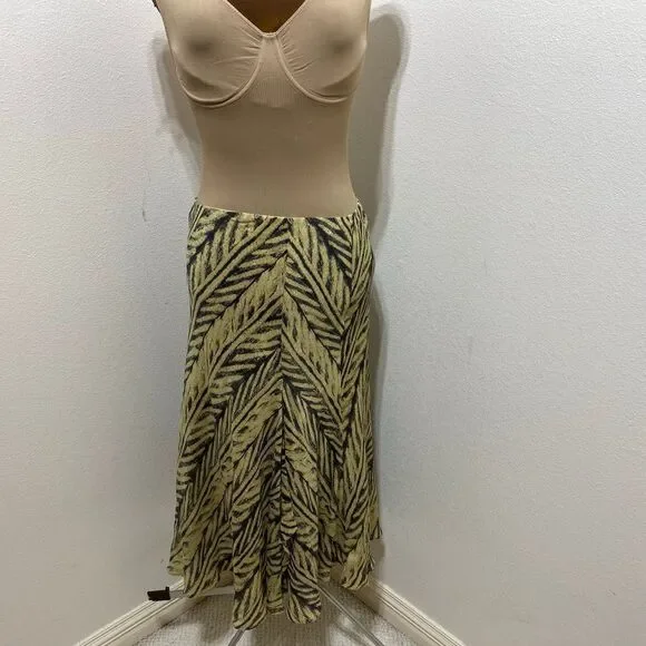 Lauren Ralph Lauren Silk Linen Skirt Zebra Print Flair Ruffle Slit Size Medium