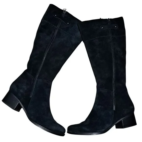 Naturalizer Demi Wide Width Leather Suede Boot Goth Missing Insert S 8.5WW Black