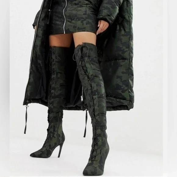 NWT ASOS Design x LaQuan Smith Padded over the knee heeled boot