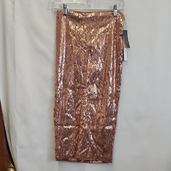 INC International Concepts Gold Sequin Midi Pencil Skirt