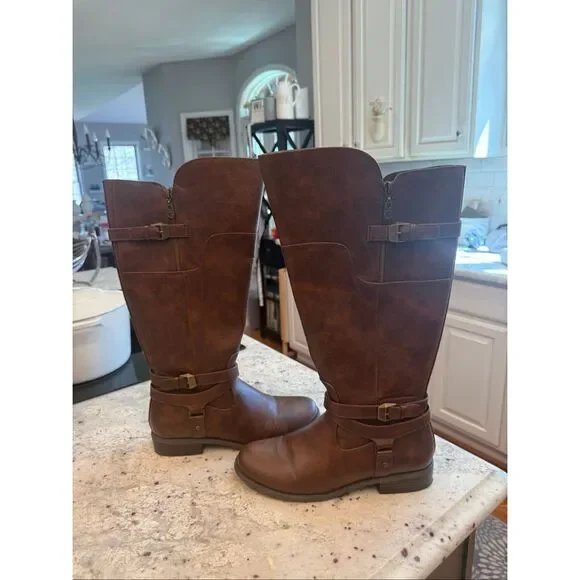 G by Guess Hilight Dark Brown Wide Calf Riding Boots sz 10 NIB
