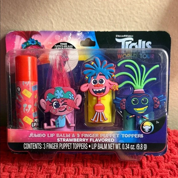 🥰🥰 Trolls Jumbo Lip Balm and Finger Puppet Toppers 🥰🥰