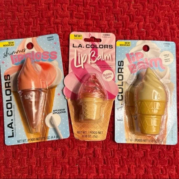 🍦🍦 L.A. COLORS Ice Cream Lip Balm and Lip Gloss Set 🍦🍦