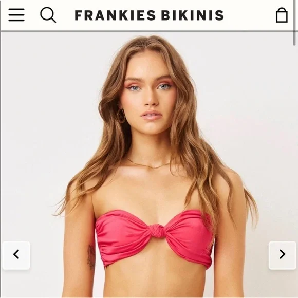 Frankies Bikinis Carrie Bandeau Bikini Top Rosewood NWT