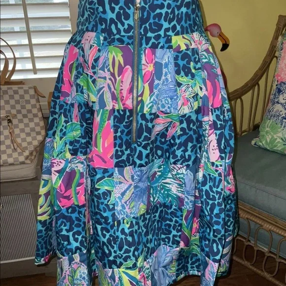 Lilly Pulitzer NWT Bryant Skirt Pop Up Lilly's Party Patch Size 14