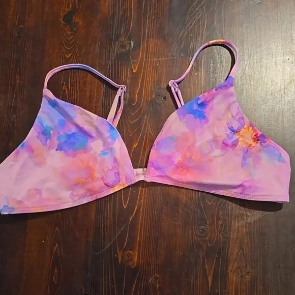 Frankies Bikinis Watercolor Print Triangle Bikini Top - Large