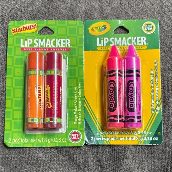 🍒🍉 Starburst / Crayola Flavored Lip Smacker Set 🍉🍇