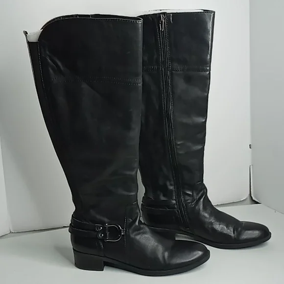 Audrey Brooke Black Knee-High Leather Boots - sz 8.5M