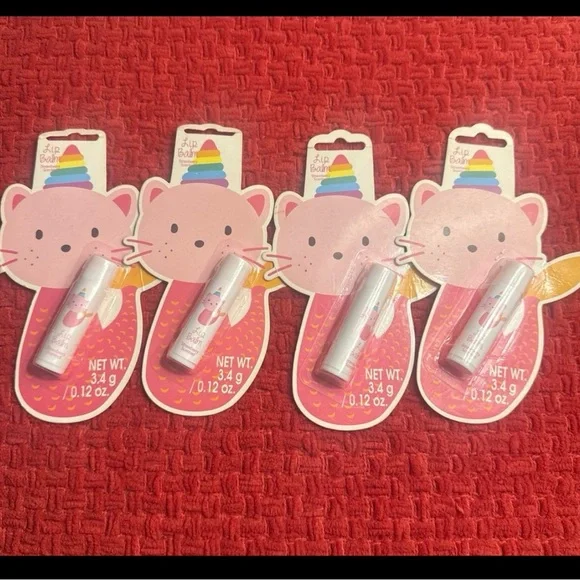 🦄🐱 Unicorn Kitty Strawberry Scented Lip Balm Set 🦄🐱