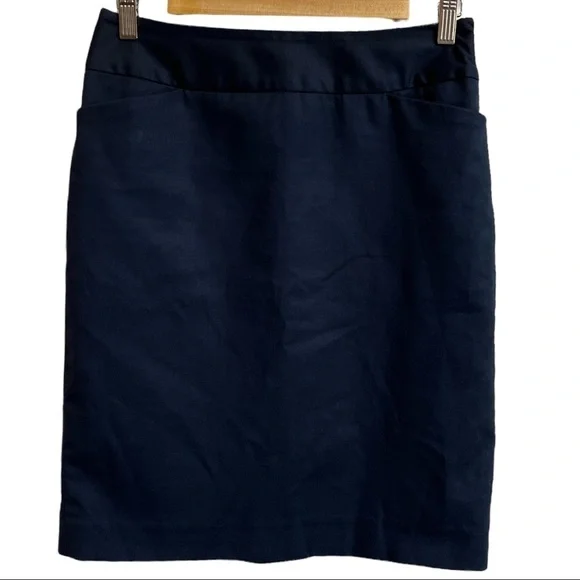 SUSINA WOMEN’S PENCIL‎ SKIRT NAVY BLUE SIZE ZIPPER SLIT BACK SIZE 2