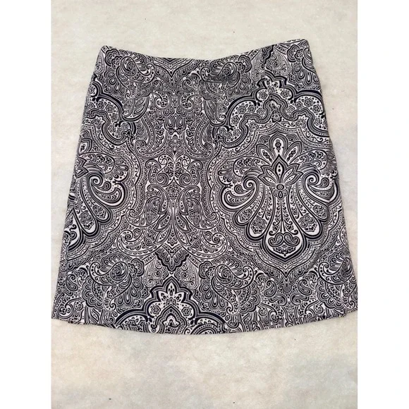Tommy Hilfiger‎ Skirt Size 0 Paisley Print Mini navy White Stretch Career