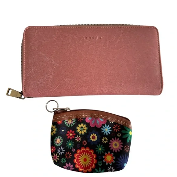 Sendefn | Blush Pink wallet and floral coin keychain wallet