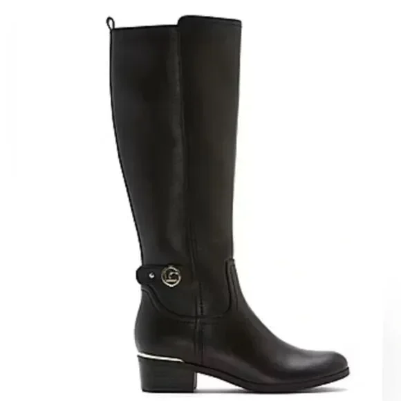 Liz Claiborne Womens Tinley Block Heel Riding Boots Black (WIDE CALF) (WIDE)