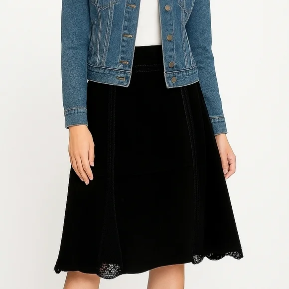 In‎ Suede Women's Black Suede Leather Skirt Size 14 Lace Western Classic Winter
