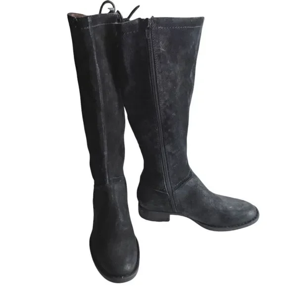 Born Hayden Knee High Riding Boots, Black Suede, Women's Size 5.5M