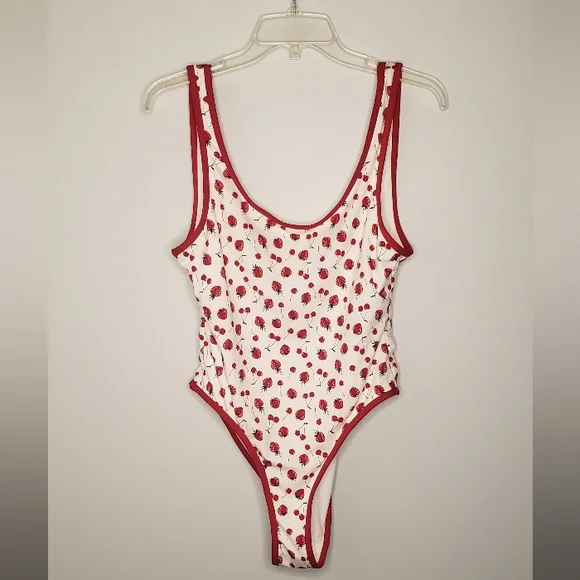 Frankies Bikinis For VS PINK SUMMER BERRIES ONE PIECE SZ L HIGH RISE MSR…