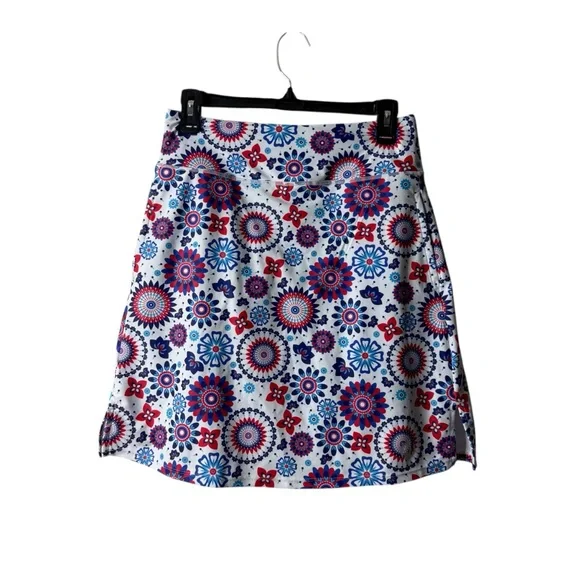 Moteepi Red White Blue Patterned Active Athletic Tennis Golf Skirt Skort