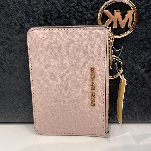MICHAEL KORS Jet Set Travel Small Saffiano Leather Top Zip Coin Pouch Wth ID NWT