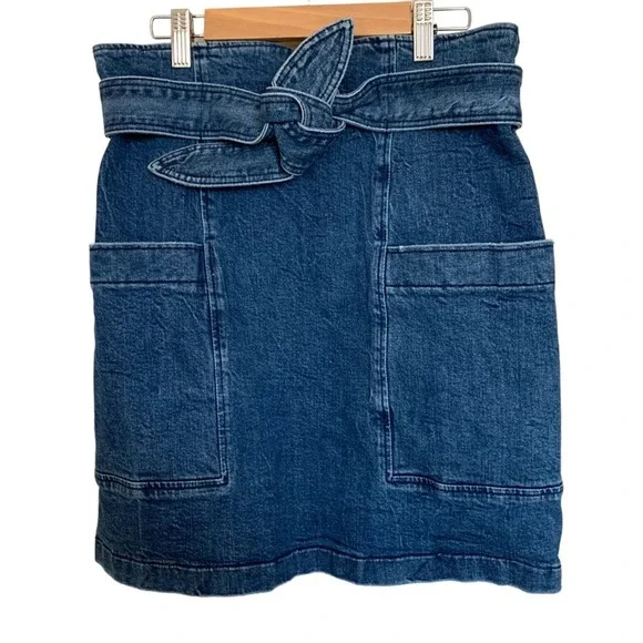Rebecca Taylor | La Vie size 30 denim skirt with front tie stretch zip back