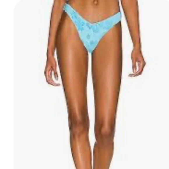 Frankie's Bikinis Enzo Terry Jacquard Bikini bottom in Blue Isle S