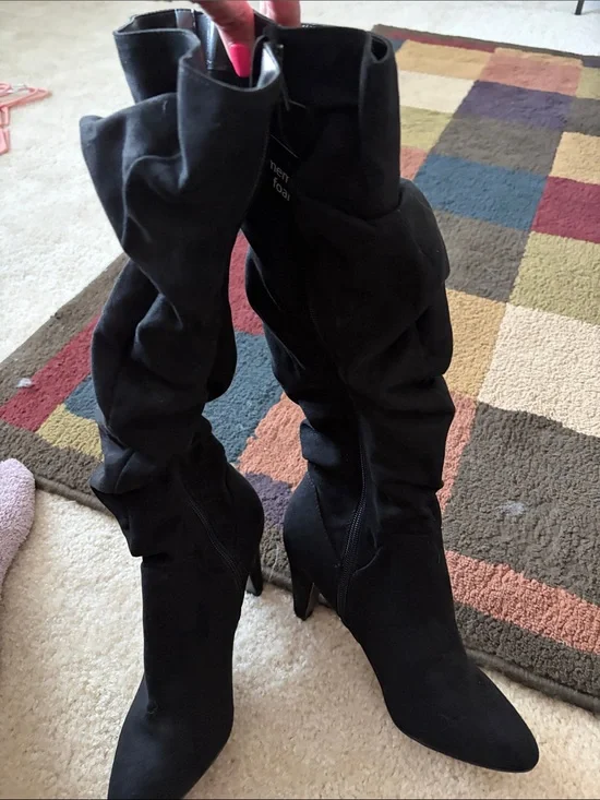 Worthington Black Over-the-Knee Slouchy Heeled Boots