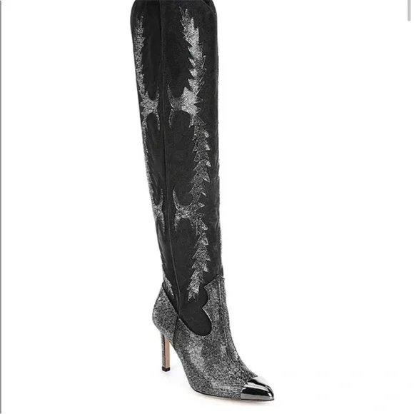 Gianni Bini Katyanna Rhinestone OTK Boots Black 5 NWT