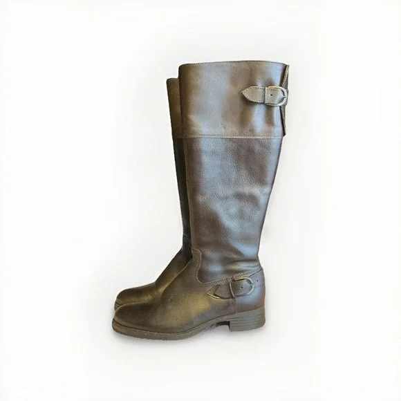 Brown Leather Zip Knee High Riding Boots Size 6 US ALDO