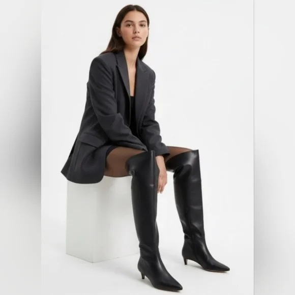 Vince Camuto Iana Black Leather Over the Knee Boots Womens Size 7 Wide Calf