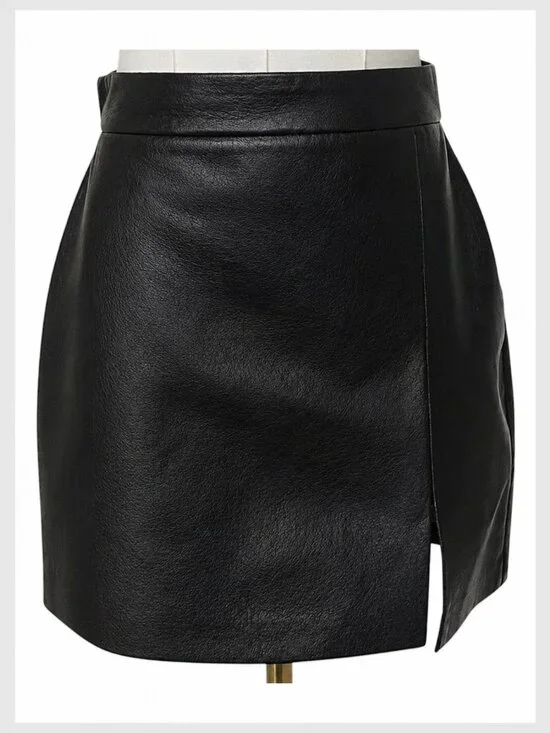 Aritzia Wilfred Patio Mini Skirt Black Vegan Leather High Waisted 4