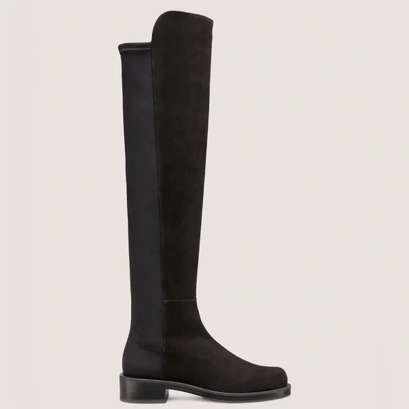 Stuart Weitzman 5050 Bold OTK Boots Black Suede Over-the-Knee Size 8.5