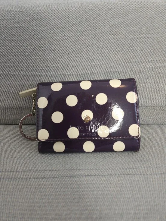 kate spade Purple and White Polka Dot Wallet Keyring