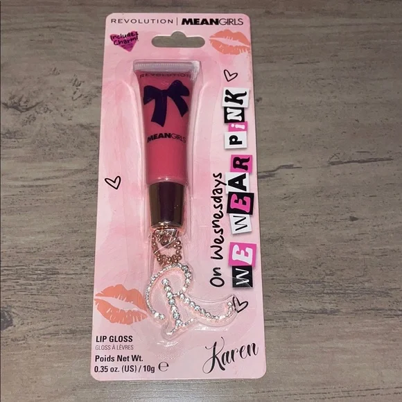 Revolution Mean Girls Pink Lip Gloss with Charm