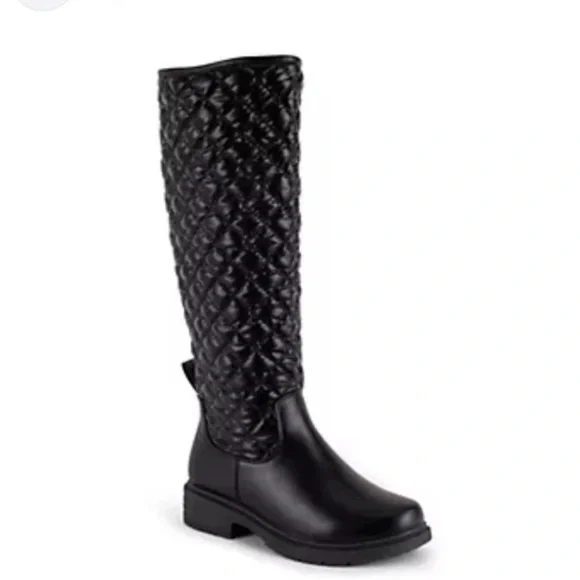 🆕Gloria Vanderbilt Quilted Tall Shaft Black Riding Boots Style Women size 8 NEW