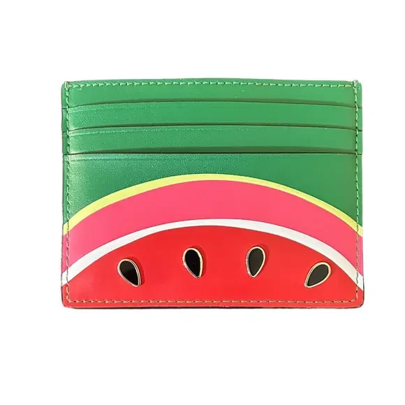 Kate Spade Watermelon Small Slim Card Holder EUC Green/Red Style KB565