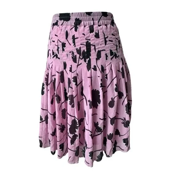 LOFT Floral Skirt Womens Flowy Pleated Dressy Career SZ S