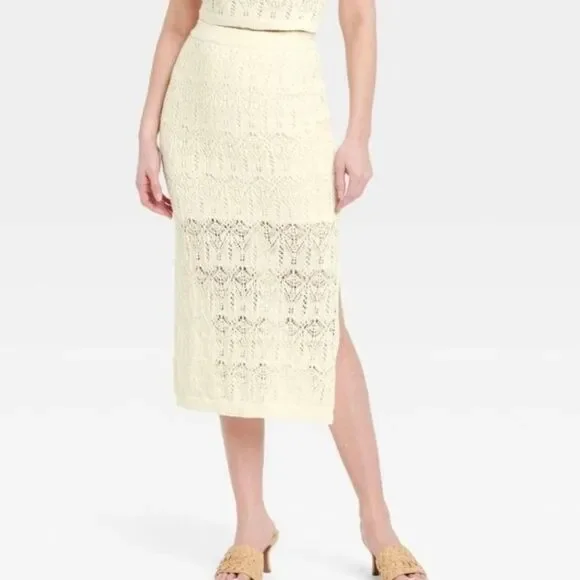 A New Day Womens Elegant Cream Lace Overlay Midi-Mini Skirt Size XXL