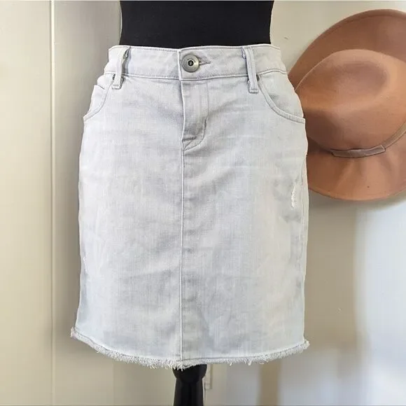 Hudson Raw Edge Hem Denim Mini Skirt  29 Coastal Cowgirl Rebel Punk Academia