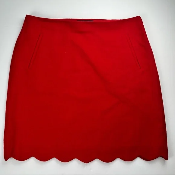 Talbots Red Wool Blend Scallop Hem‎ Skirt – Size 12P