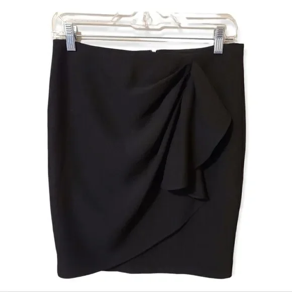 ZARA Black Pencil Skirt with Ruffle Size M