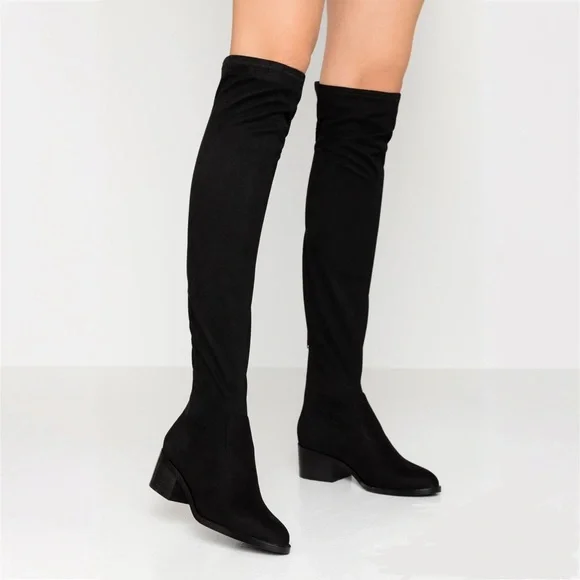Steve Madden Georgette Black Over-the-Knee Tall Faux Suede Boots