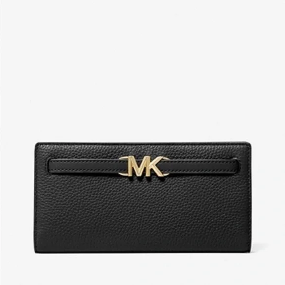 MICHAEL KORS Reed Large Pebbled Leather Snap Wallet Black