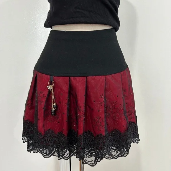 Victorian Goth Punk Fit & Flare Pleated Skirt