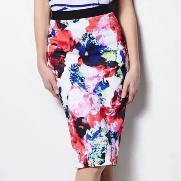 MILLY Floral Pencil Skirt MEDIUM
