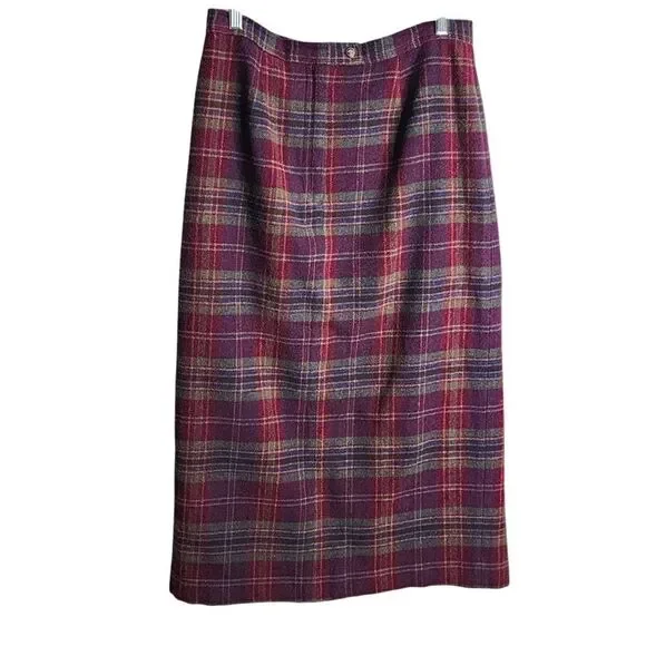 Vintage Crazy Horse maxi skirt plaid wool blend Academia Grunge 12P